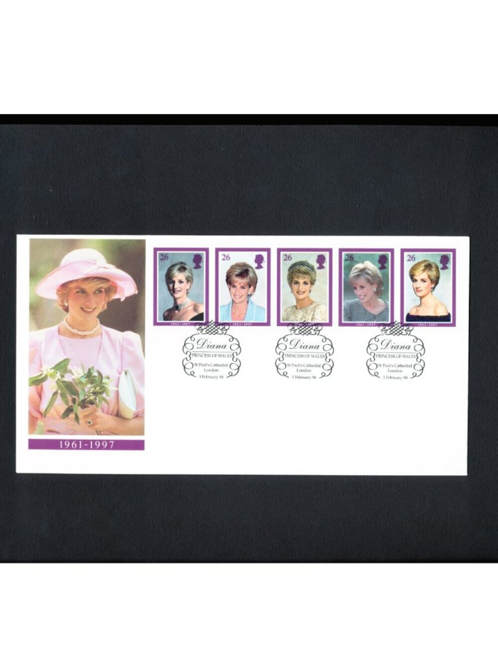 1998 Diana Princess of Wales England Stamps on Commemorative Envelope